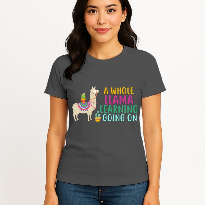 A Whole Llama Learning Going On Womens T-Shirt