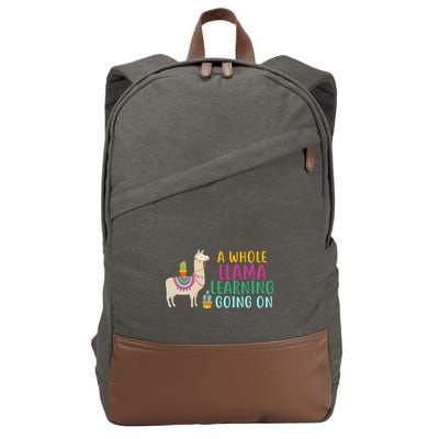 A Whole Llama Learning Going On Cotton Canvas Backpack