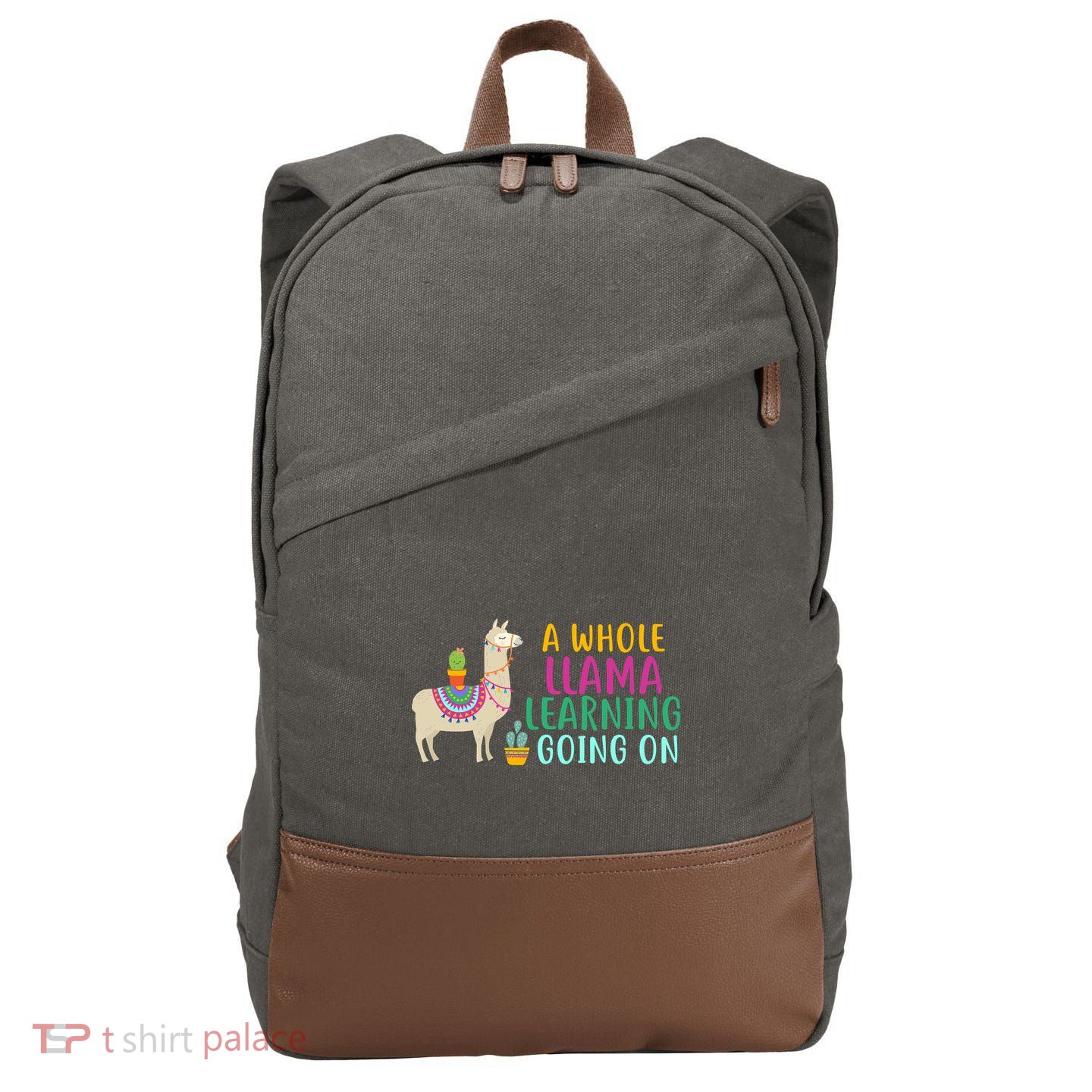 A Whole Llama Learning Going On Cotton Canvas Backpack