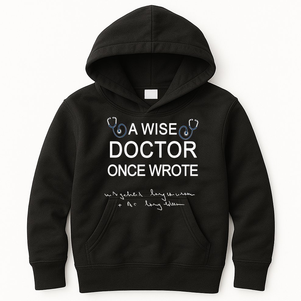 A Wise Doctor Once Wrote Medical Doctor Handwriting Funny Kids Hoodie