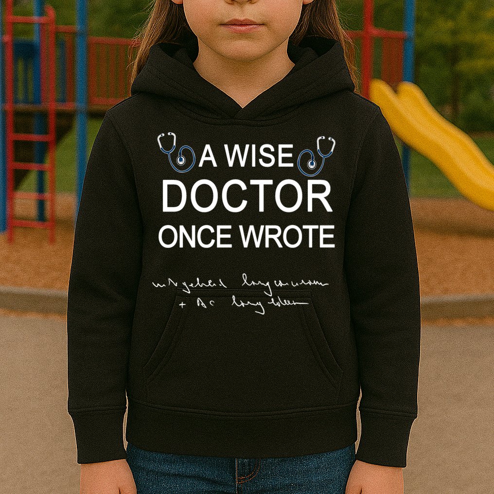A Wise Doctor Once Wrote Medical Doctor Handwriting Funny Kids Hoodie
