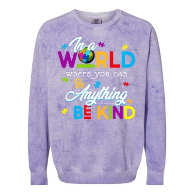 A World With Kindness Autism Awareness Colorblast Crewneck Sweatshirt