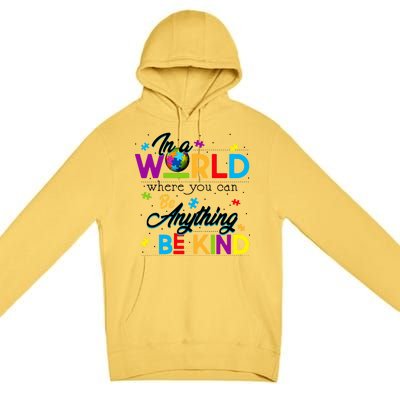 A World With Kindness Autism Awareness Premium Pullover Hoodie