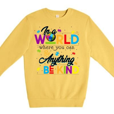 A World With Kindness Autism Awareness Premium Crewneck Sweatshirt