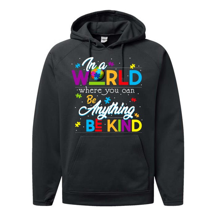 A World With Kindness Autism Awareness Performance Fleece Hoodie