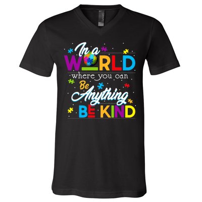 A World With Kindness Autism Awareness V-Neck T-Shirt