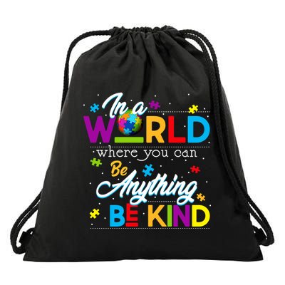 A World With Kindness Autism Awareness Drawstring Bag