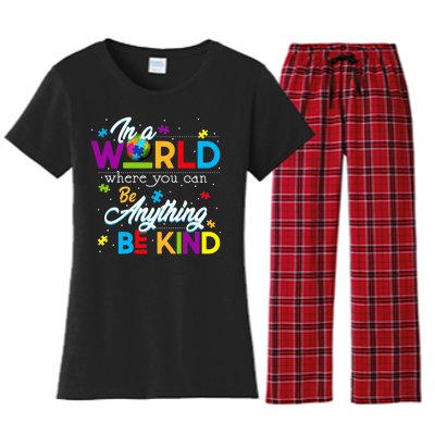 A World With Kindness Autism Awareness Women's Flannel Pajama Set