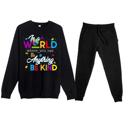 A World With Kindness Autism Awareness Premium Crewneck Sweatsuit Set