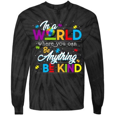 A World With Kindness Autism Awareness Tie-Dye Long Sleeve Shirt