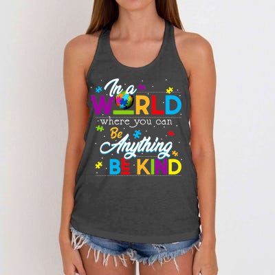 A World With Kindness Autism Awareness Women's Knotted Racerback Tank