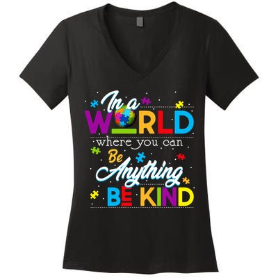 A World With Kindness Autism Awareness Women's V-Neck T-Shirt