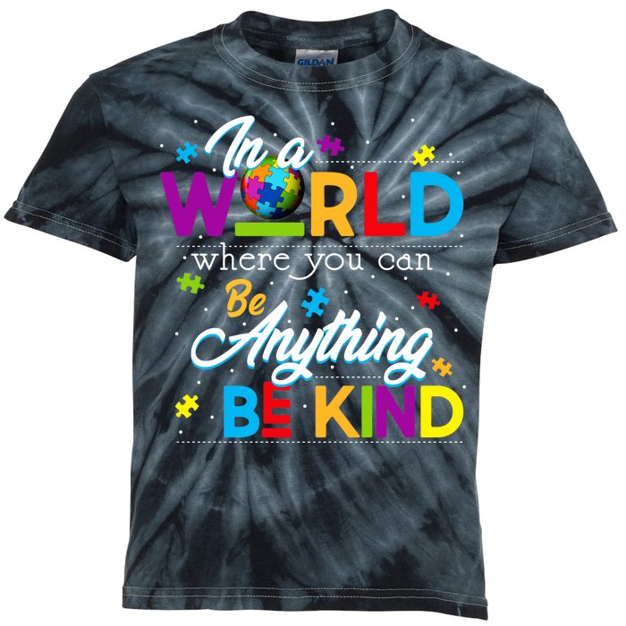 A World With Kindness Autism Awareness Kids Tie-Dye T-Shirt