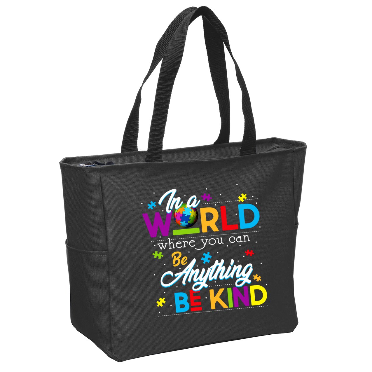 A World With Kindness Autism Awareness Zip Tote Bag