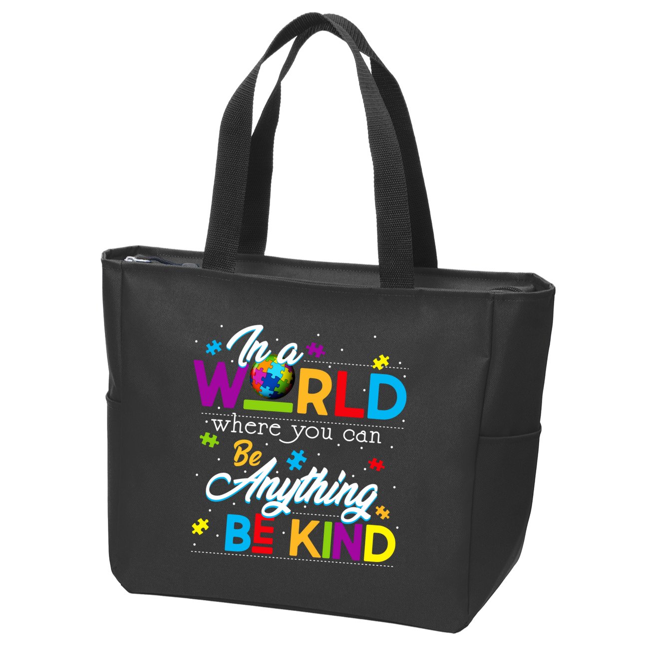 A World With Kindness Autism Awareness Zip Tote Bag