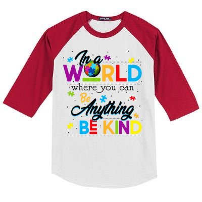 A World With Kindness Autism Awareness Kids Colorblock Raglan Jersey