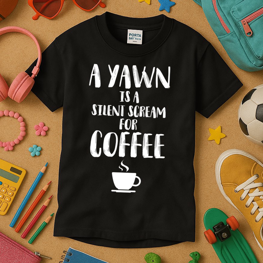 A Yawn Is A Silent Scream For Coffee Kids T-Shirt