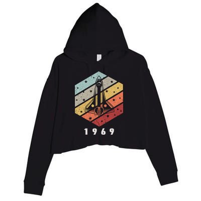Apollo 11 1969 NASA Space Moon Landing Astronaut Vintage Retro Crop Fleece Hoodie