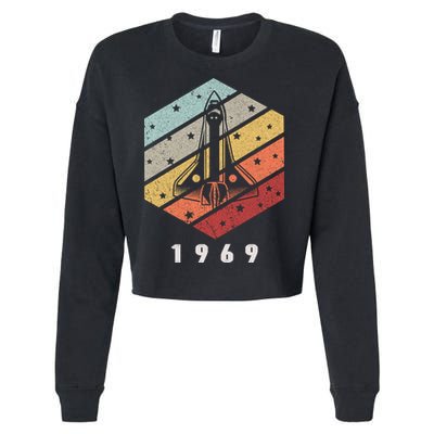 Apollo 11 1969 NASA Space Moon Landing Astronaut Vintage Retro Cropped Pullover Crew