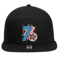 America 1776 4th Of July Retro 80s Style 7 Panel Mesh Trucker Snapback Hat