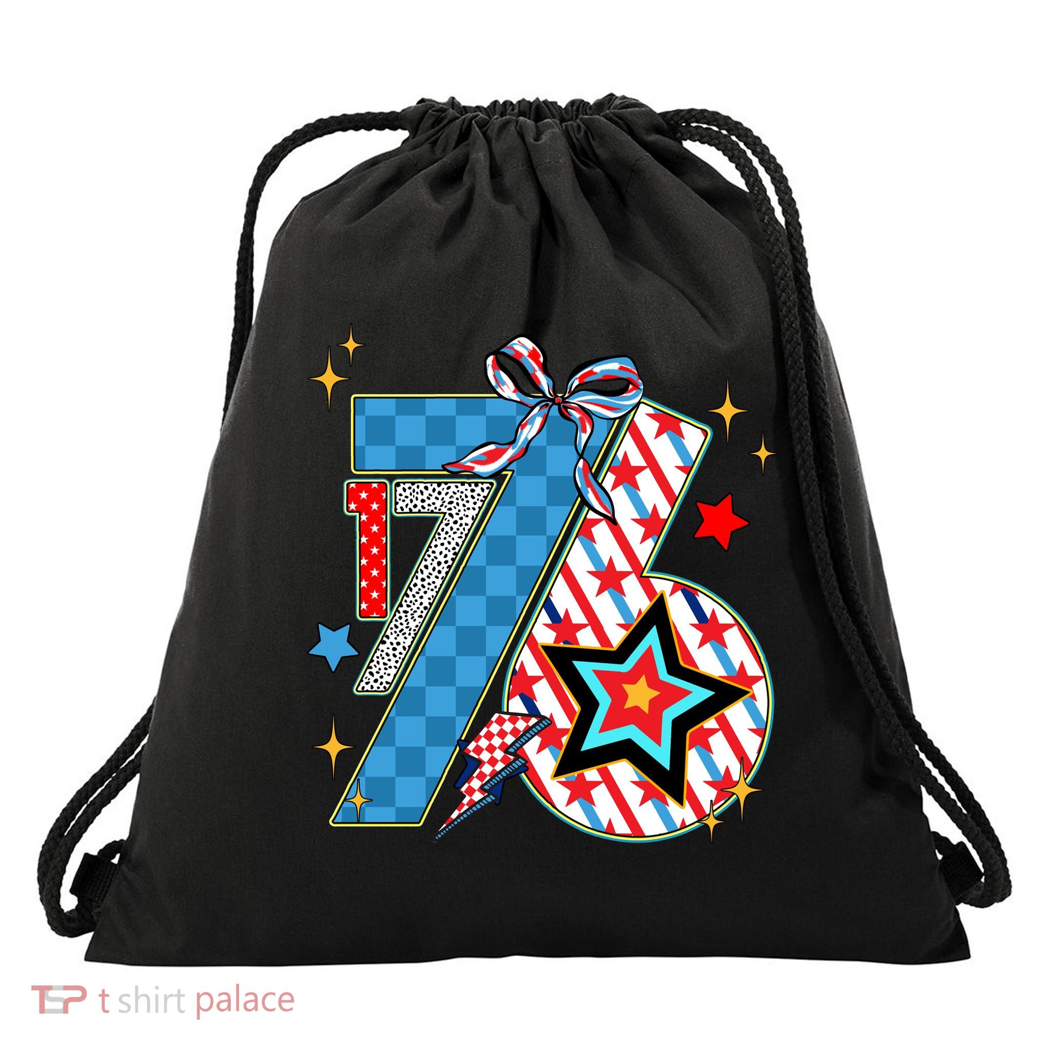 America 1776 4th Of July Retro 80s Style Drawstring Bag