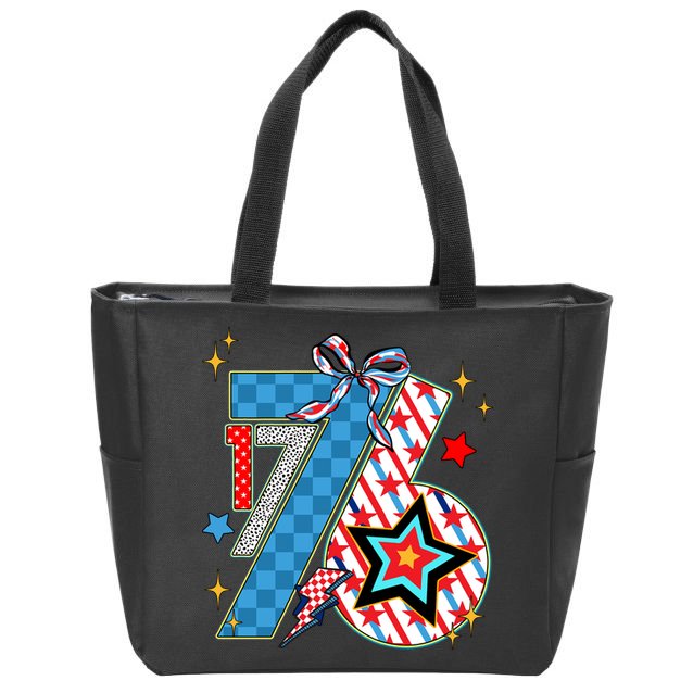America 1776 4th Of July Retro 80s Style Zip Tote Bag