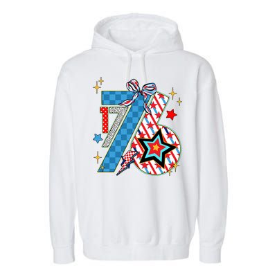 America 1776 4th Of July Retro 80s Style Garment-Dyed Fleece Hoodie