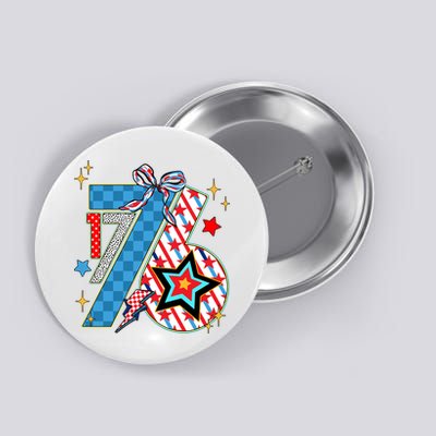 America 1776 4th Of July Retro 80s Style Button