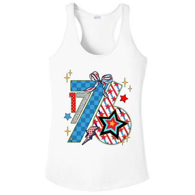 America 1776 4th Of July Retro 80s Style Ladies PosiCharge Competitor Racerback Tank