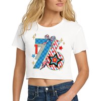 America 1776 4th Of July Retro 80s Style Women's Crop Top Tee