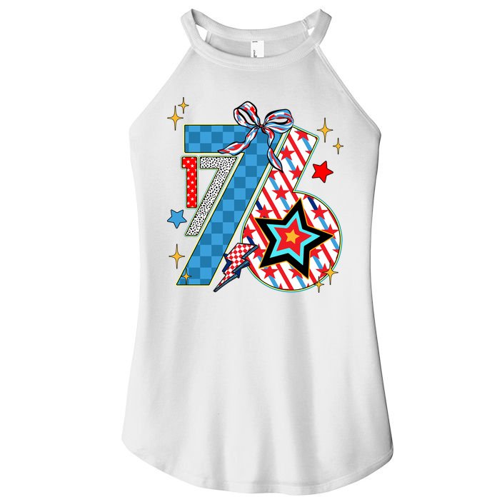 America 1776 4th Of July Retro 80s Style Women's Perfect Tri Rocker Tank
