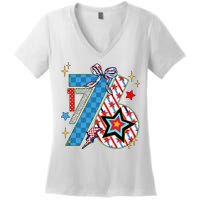 America 1776 4th Of July Retro 80s Style Women's V-Neck T-Shirt