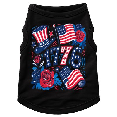 America 1776 4th Of July Independence Day Boho Flower Doggie Tank