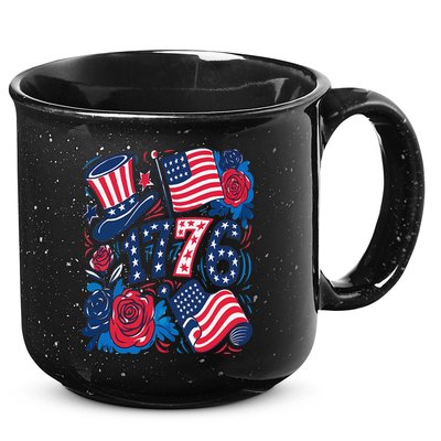 America 1776 4th Of July Independence Day Boho Flower 15oz Campfire Ceramic Mug