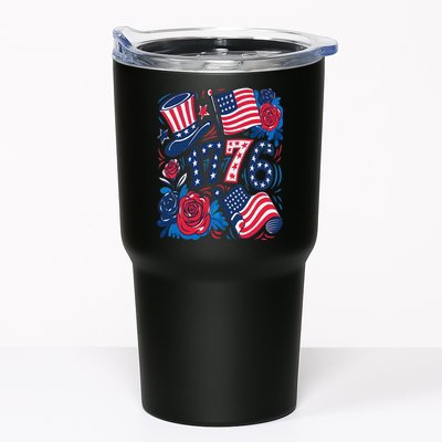 America 1776 4th Of July Independence Day Boho Flower Tumbler