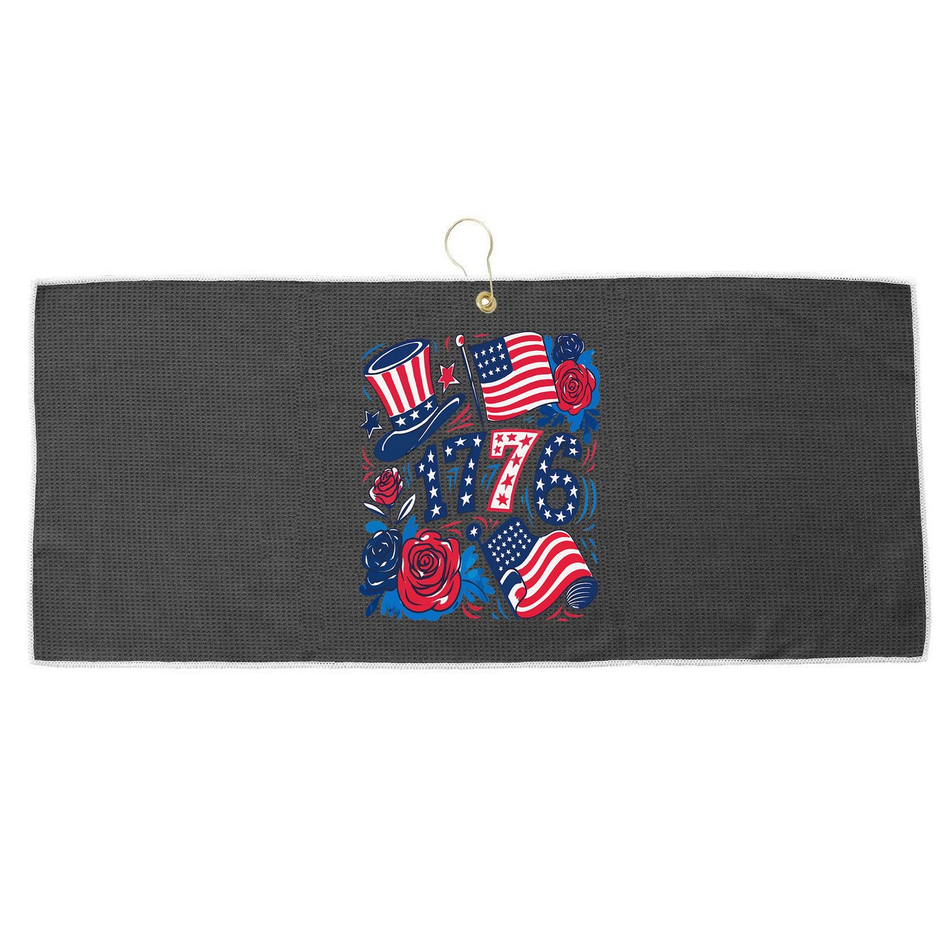 America 1776 4th Of July Independence Day Boho Flower Large Microfiber Waffle Golf Towel