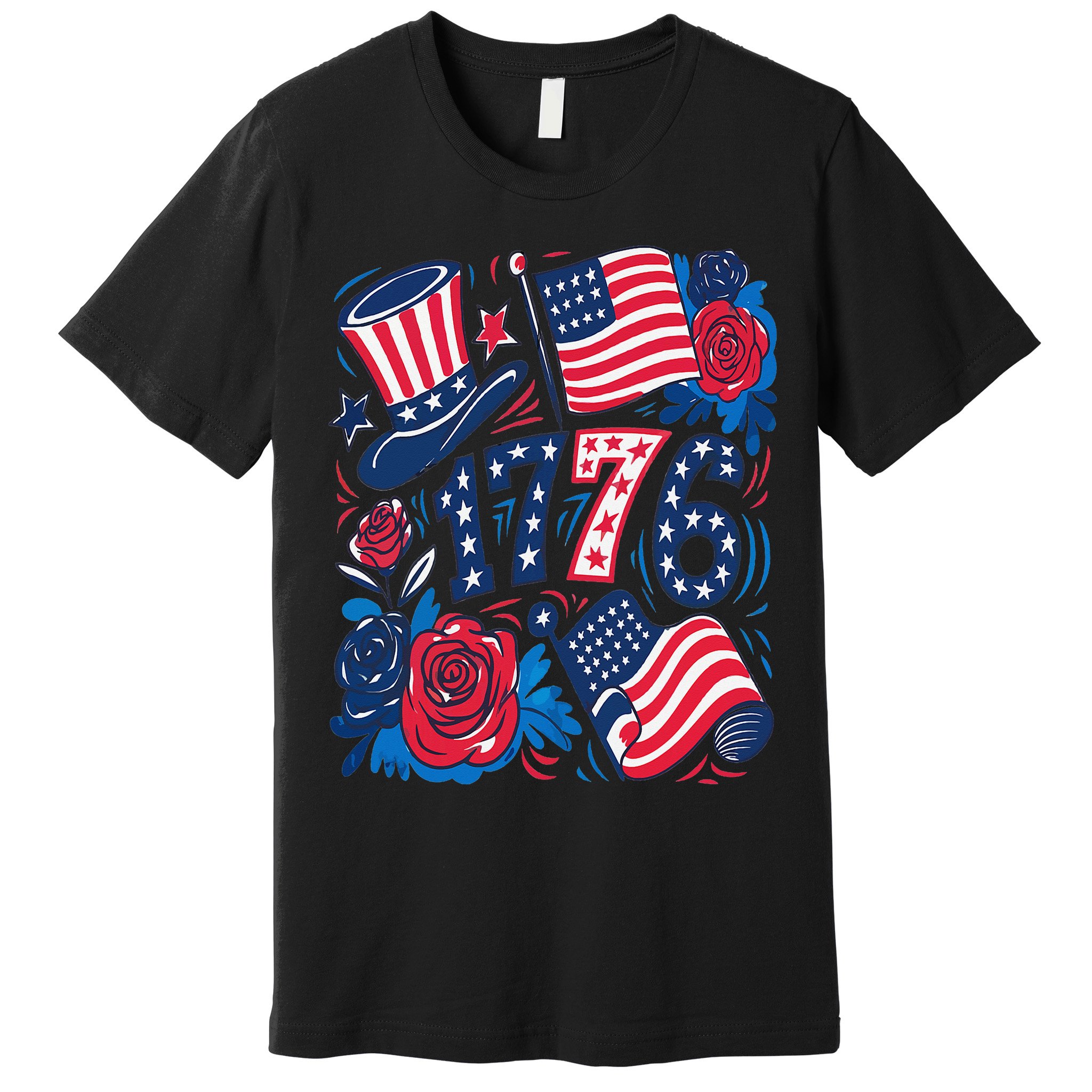 America 1776 4th Of July Independence Day Boho Flower Premium T-Shirt