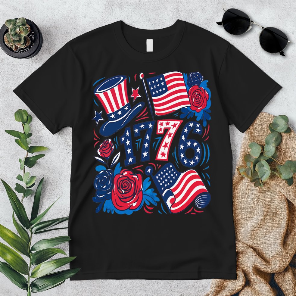 America 1776 4th Of July Independence Day Boho Flower Premium T-Shirt