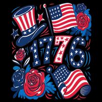 America 1776 4th Of July Independence Day Boho Flower Premium T-Shirt