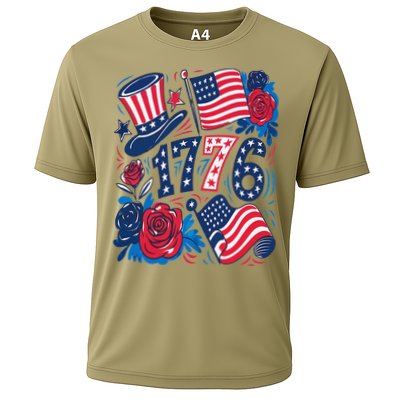 America 1776 4th Of July Independence Day Boho Flower Performance Shirt