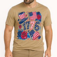 America 1776 4th Of July Independence Day Boho Flower Cooling Performance Crew T-Shirt