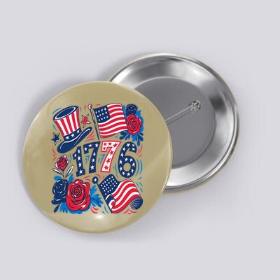 America 1776 4th Of July Independence Day Boho Flower Button