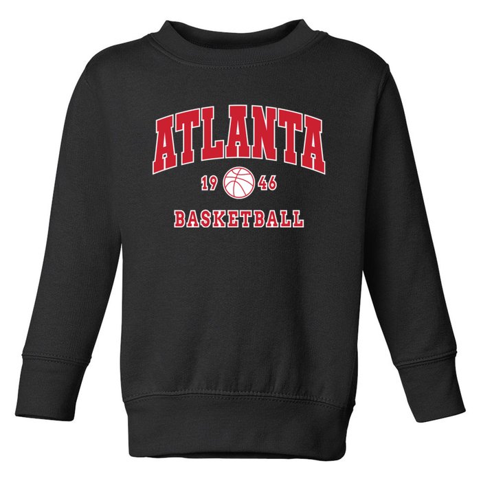 Atlanta 1946 Basketball Vintage Retro Atlanta Basketball Toddler Sweatshirt