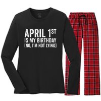 April 1st Birthday April Fools Day Funny Anniversary Women's Long Sleeve Flannel Pajama Set 