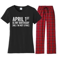 April 1st Birthday April Fools Day Funny Anniversary Women's Flannel Pajama Set