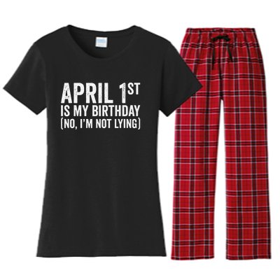 April 1st Birthday April Fools Day Funny Anniversary Women's Flannel Pajama Set