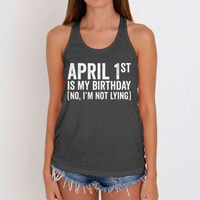 April 1st Birthday April Fools Day Funny Anniversary Women's Knotted Racerback Tank