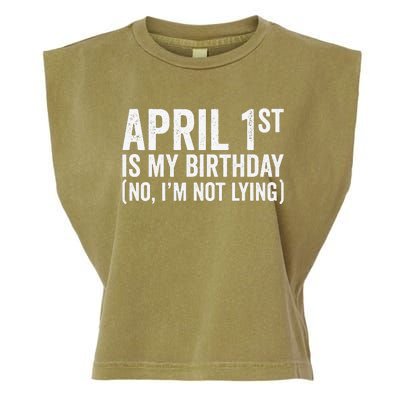 April 1st Birthday April Fools Day Funny Anniversary Garment-Dyed Women's Muscle Tee