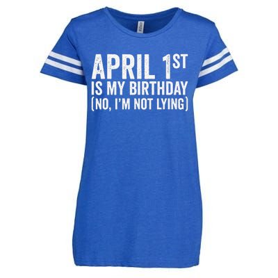 April 1st Birthday April Fools Day Funny Anniversary Enza Ladies Jersey Football T-Shirt