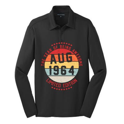 Aug 1964 Birthday The Year Of Being Awesome Gift Silk Touch Performance Long Sleeve Polo